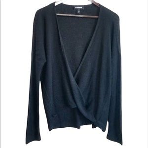 Express Wrap Front Waffle Knit Sweater